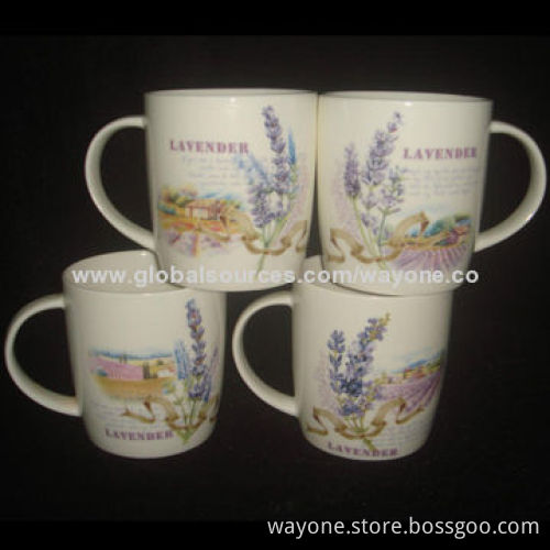 12oz mug with spoon, new bone china, rose design, elegant handle, for promotion